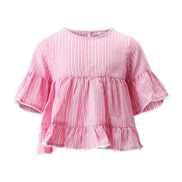 GIRLS PINK BLUE STRIPE BLOUSE