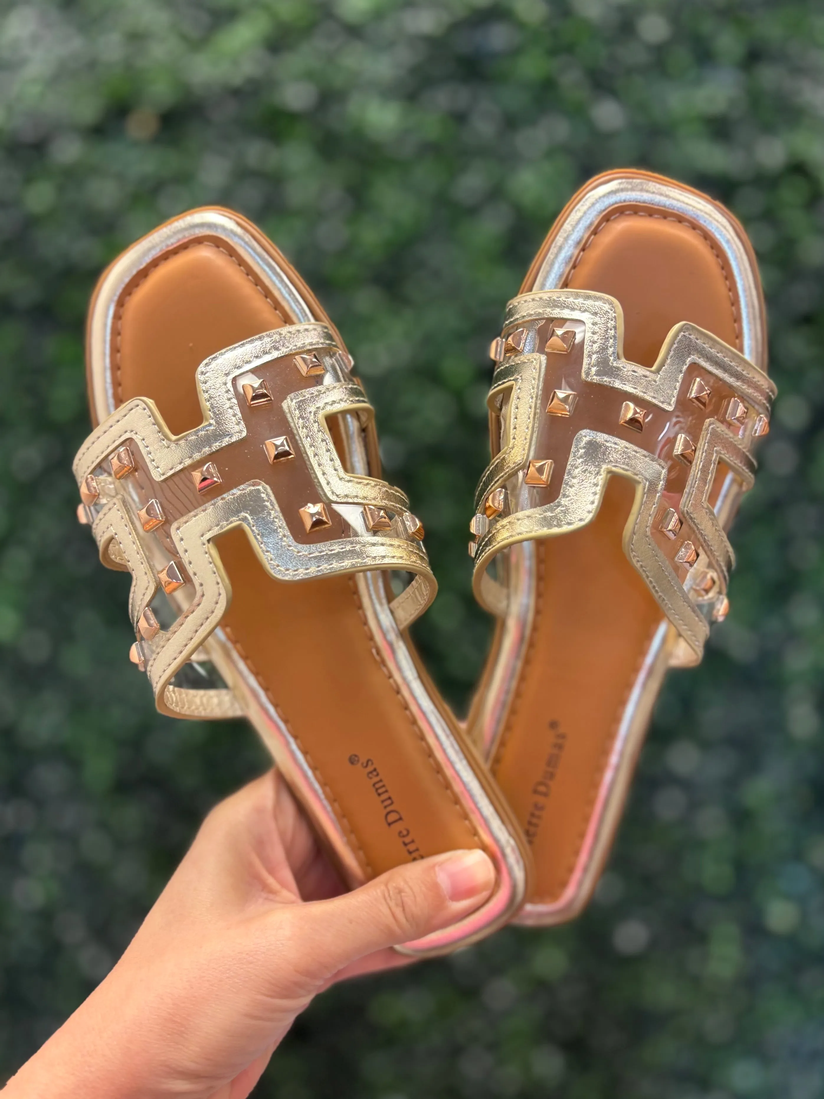 Gold Clear Stud Sandal