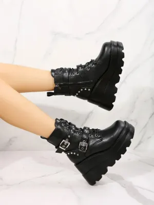 Grunge Belted Platform Boots