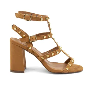 Huici Studded Tan Suede Heels