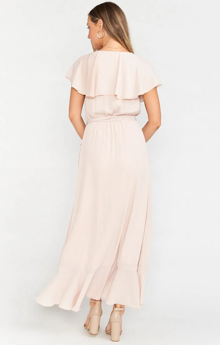 Jess Ruffle Midi Dress ~ Dusty Blush Crisp