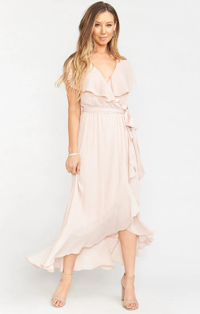 Jess Ruffle Midi Dress ~ Dusty Blush Crisp