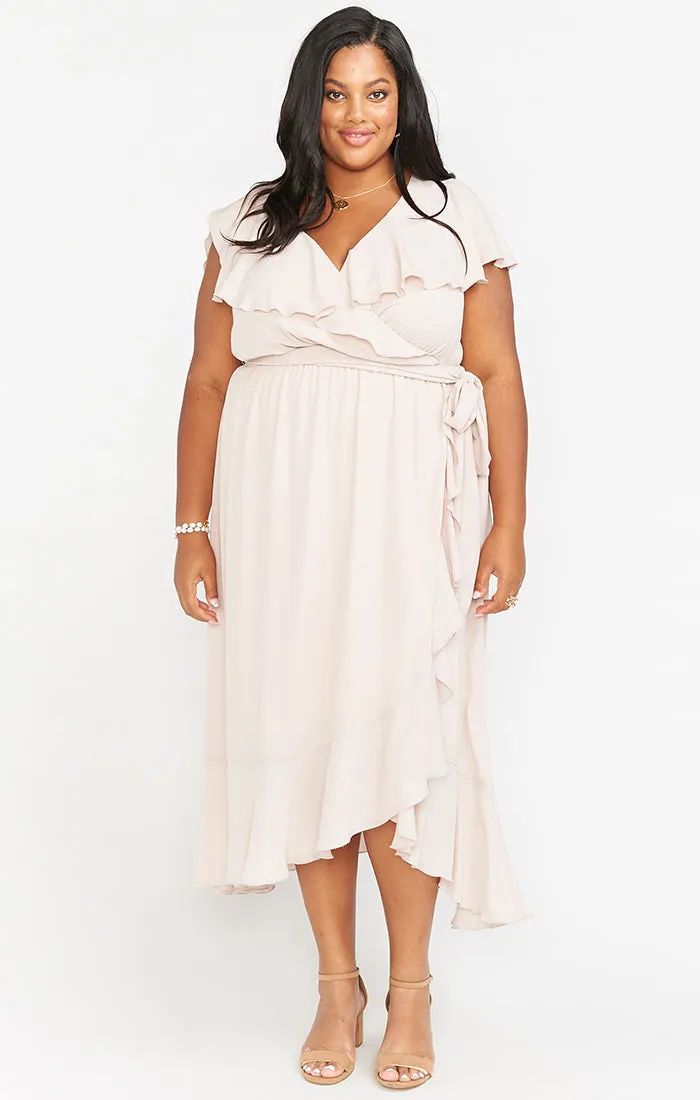 Jess Ruffle Midi Dress ~ Show Me the Ring Crisp