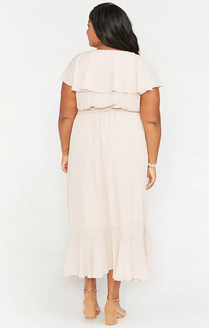 Jess Ruffle Midi Dress ~ Show Me the Ring Crisp