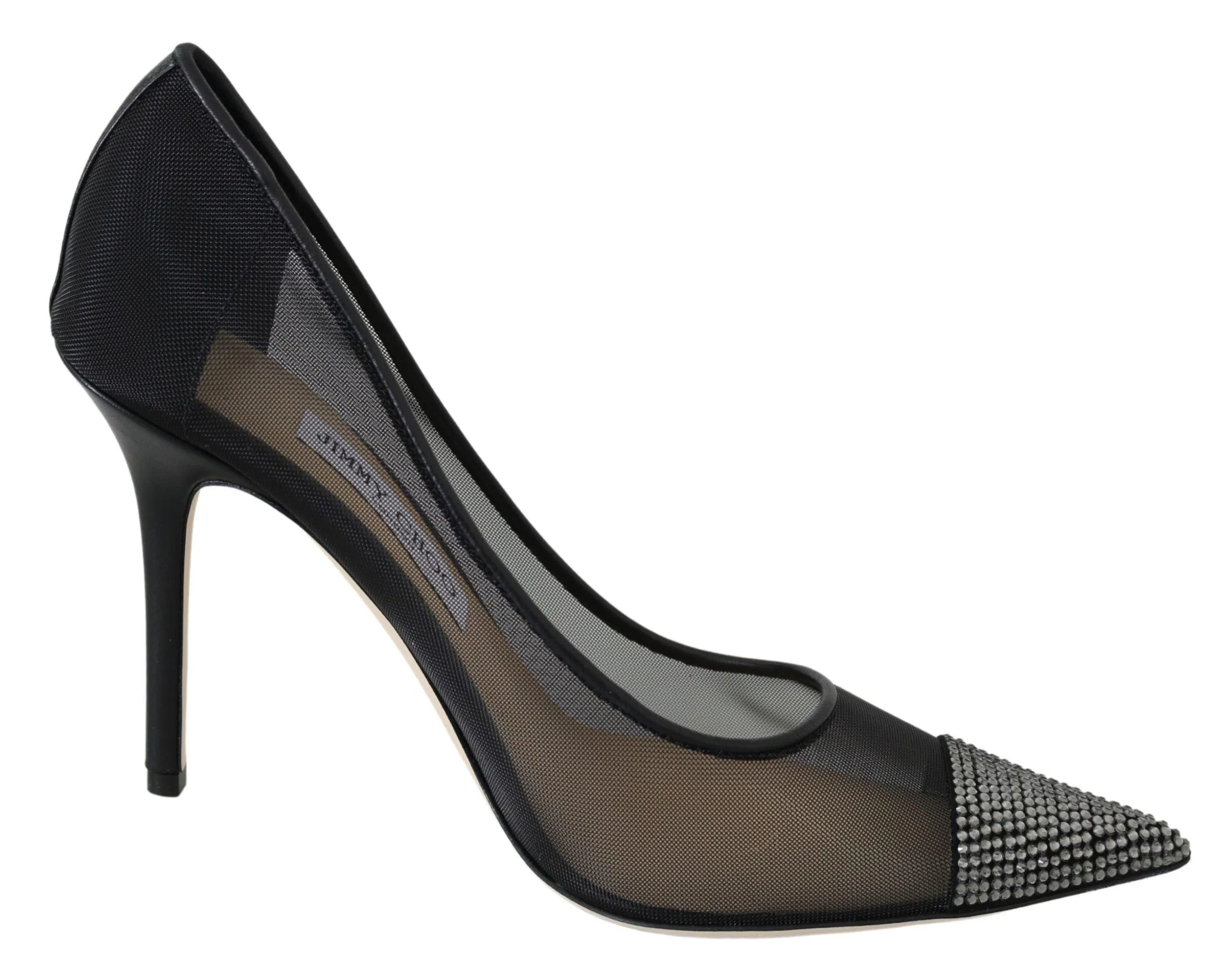 Jimmy Choo Black Mesh Amika 85 Diamond Pumps Shoes