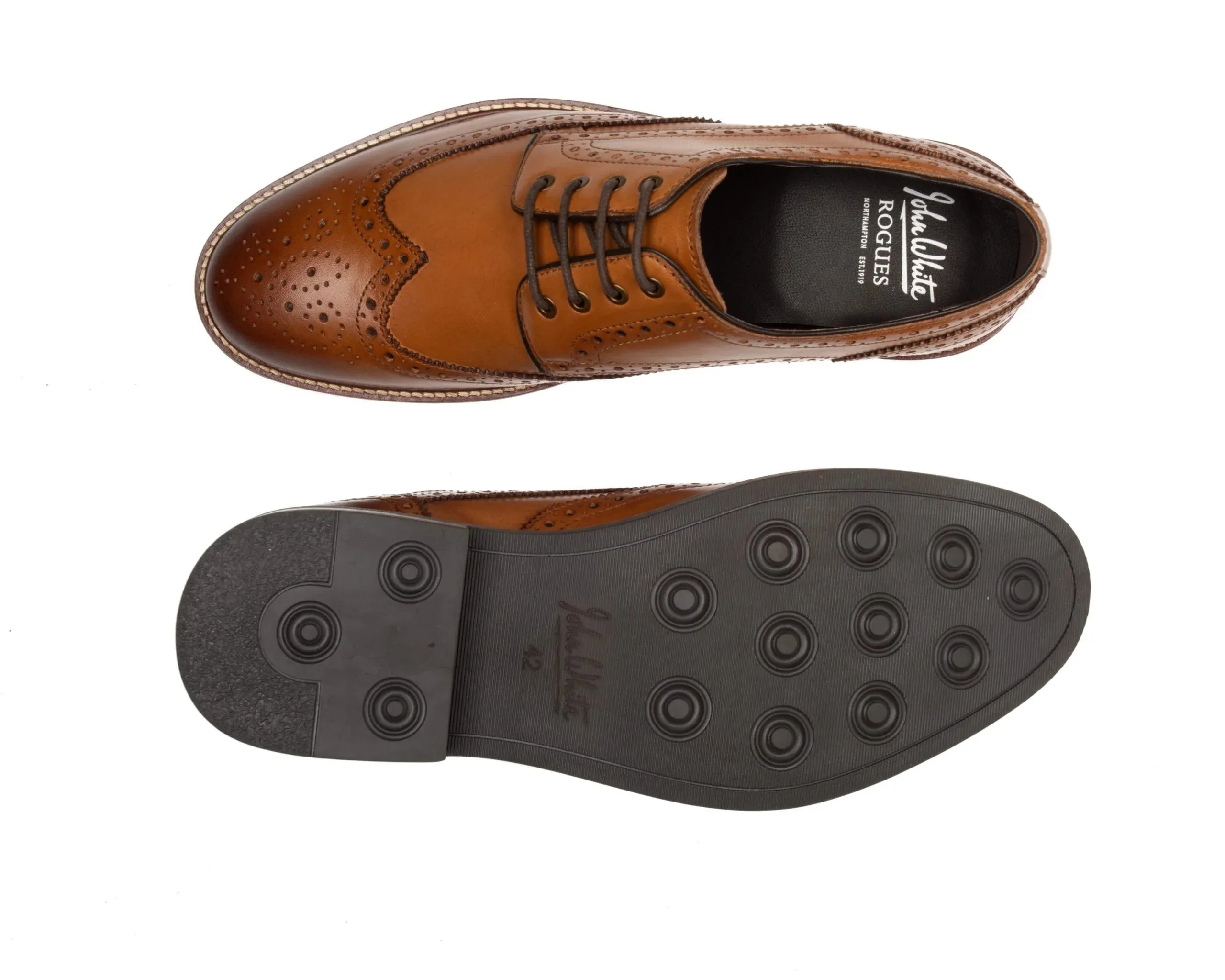 John White Stokes Tan Brogue Shoes