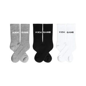 Kick Game 3 Pack Socks "Black White Grey"