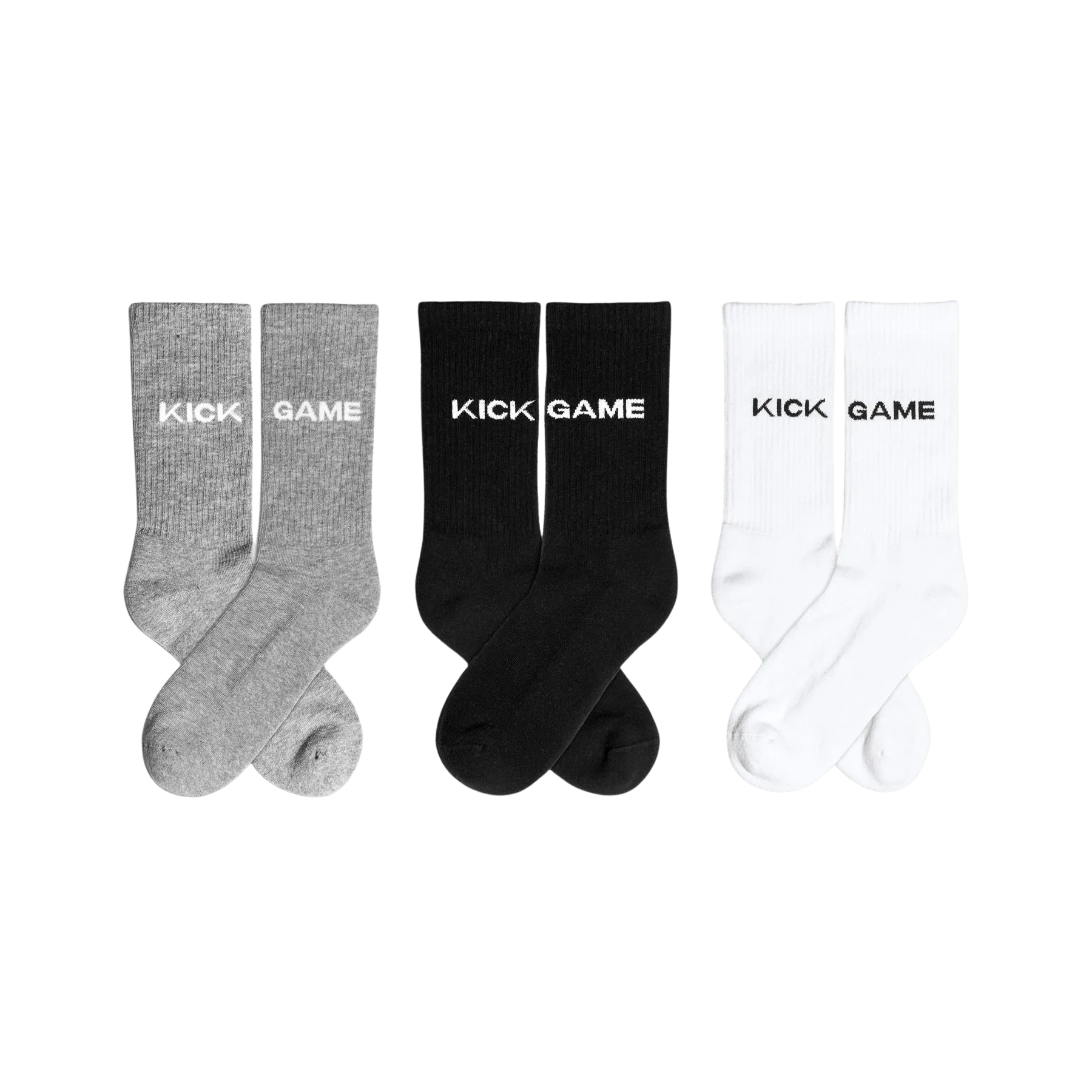 Kick Game 3 Pack Socks "Black White Grey"