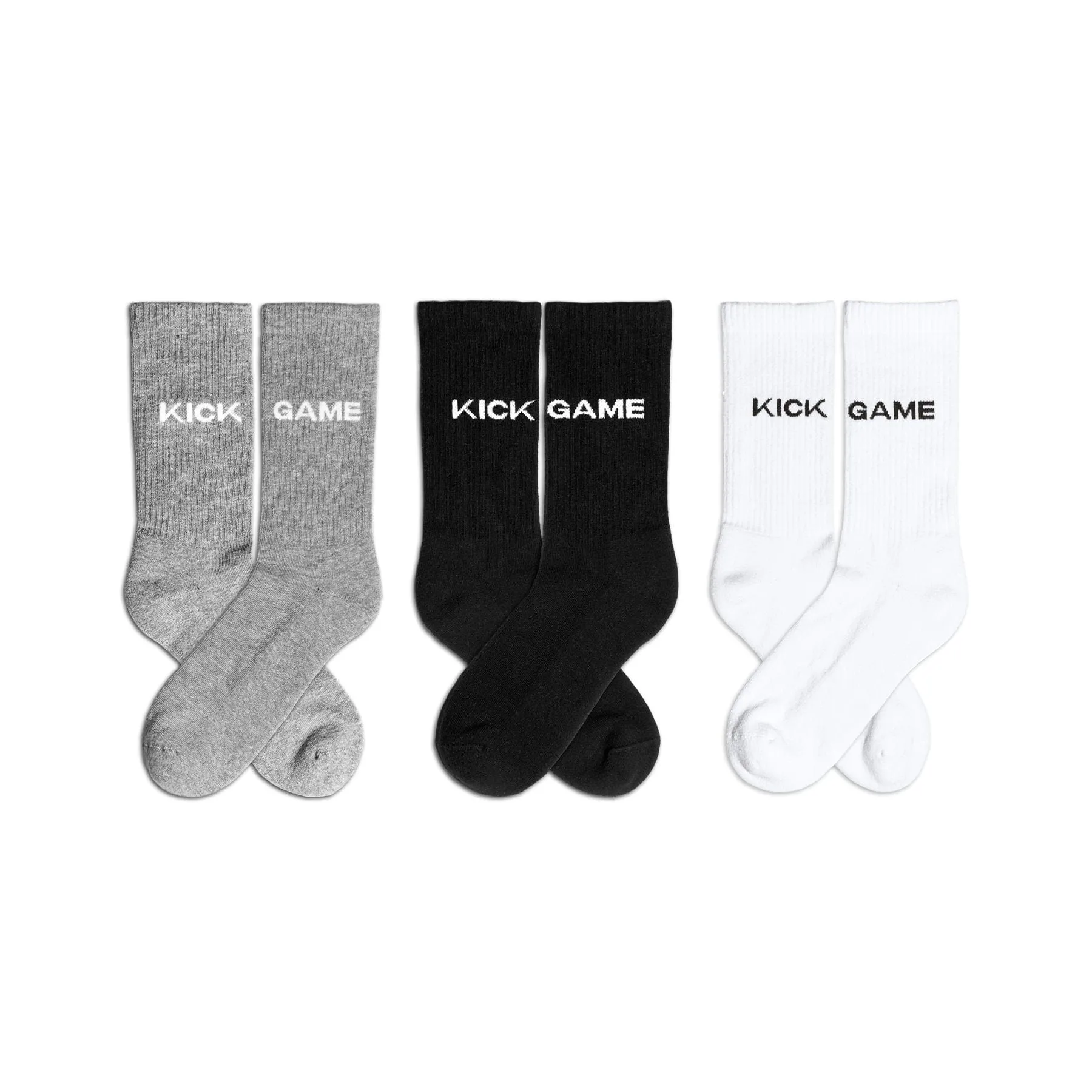 Kick Game 3 Pack Socks "Black White Grey"