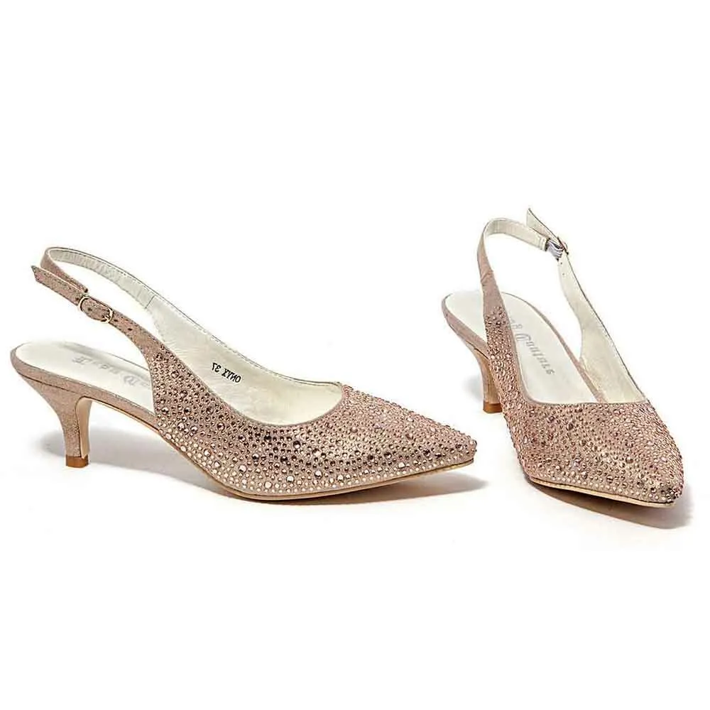 Lady Couture Onyx Champagne Jeweled Fabric Heels