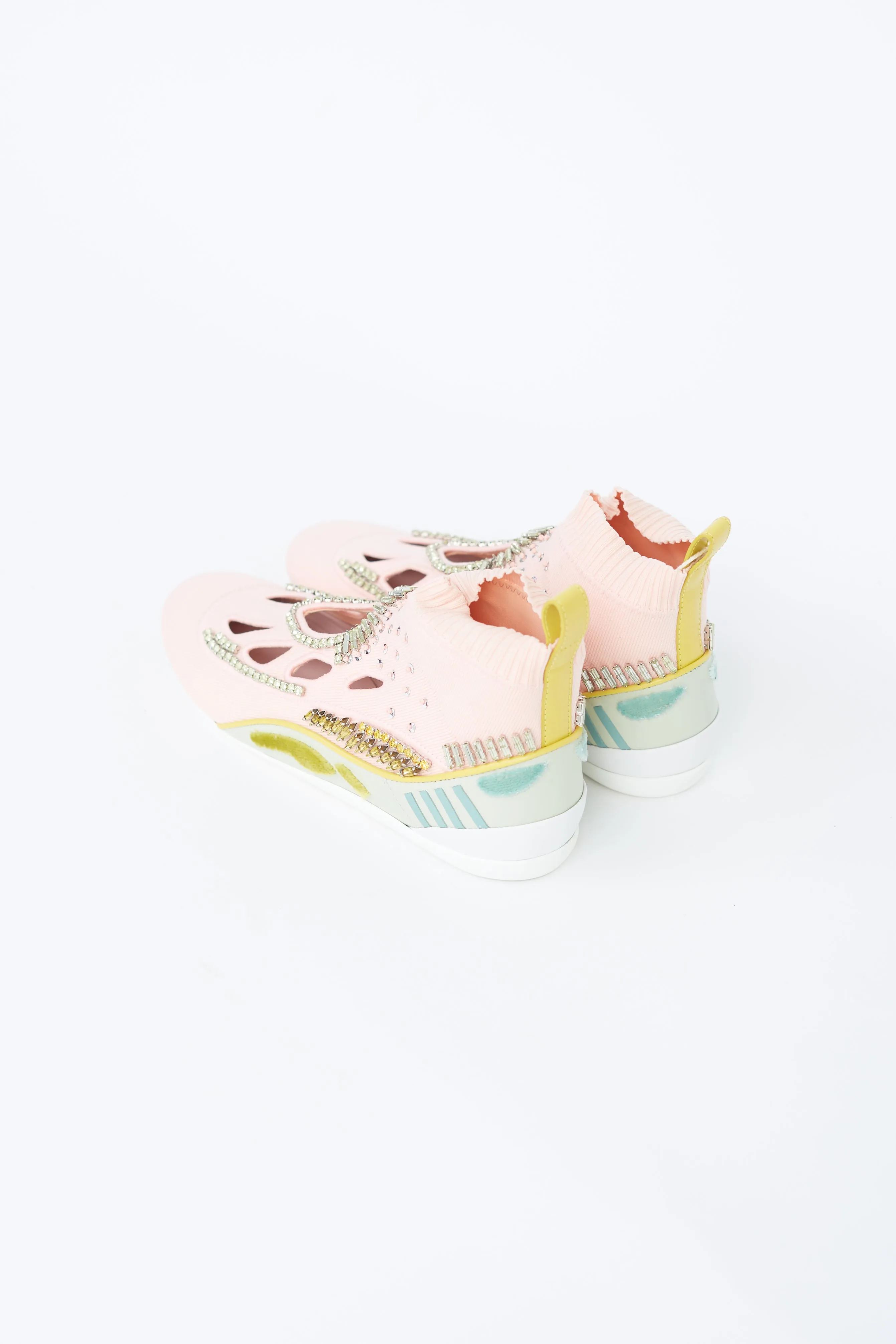 Light Pink Embellished Cutout Sock Sneaker