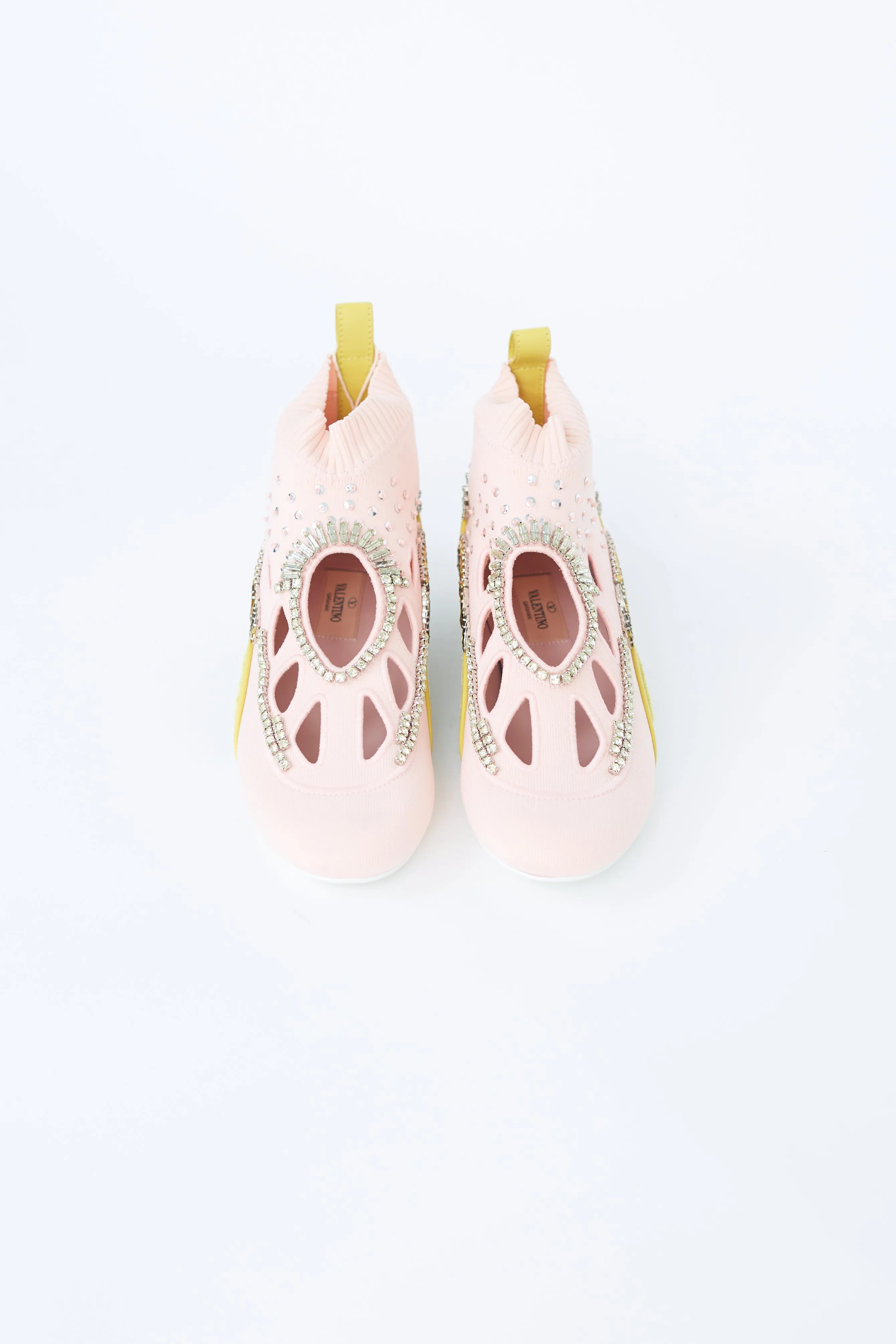 Light Pink Embellished Cutout Sock Sneaker