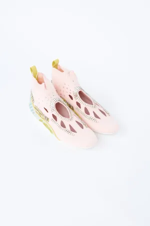 Light Pink Embellished Cutout Sock Sneaker