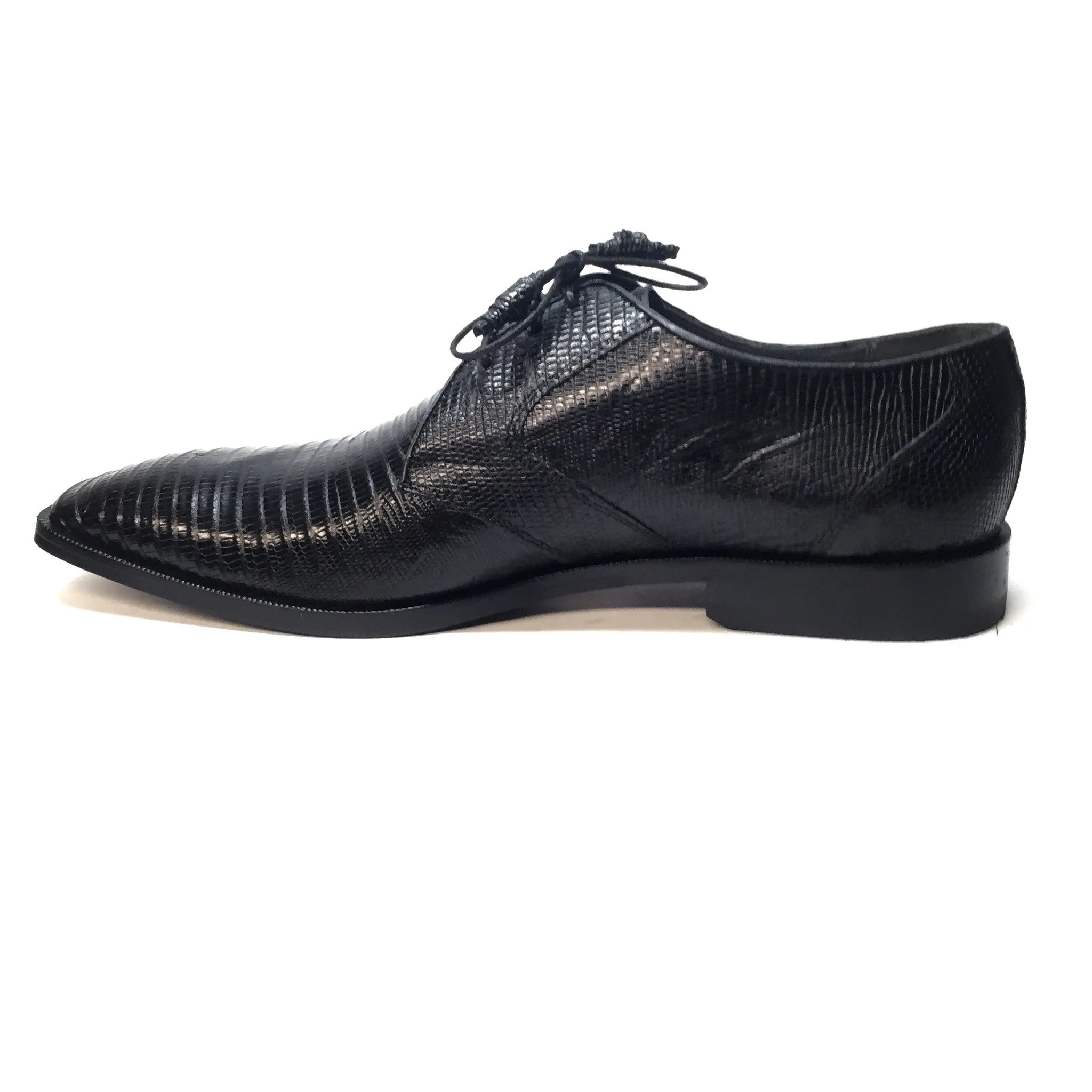 Los Altos Black Lizard Lace Up Dress Shoes