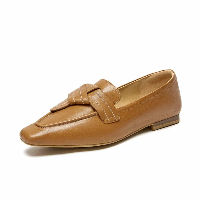 Lupita Women's Square Toe Leather Loafer Shoes