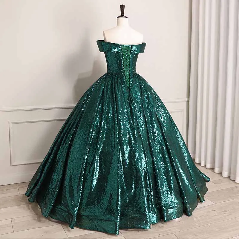 Luxury Off Shoulder Quinceanera Dresses Ball Gown Puffy Beaded Prom Gowns