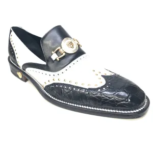 Mauri 30921 Men's  Black White Alligator Studded Loafer