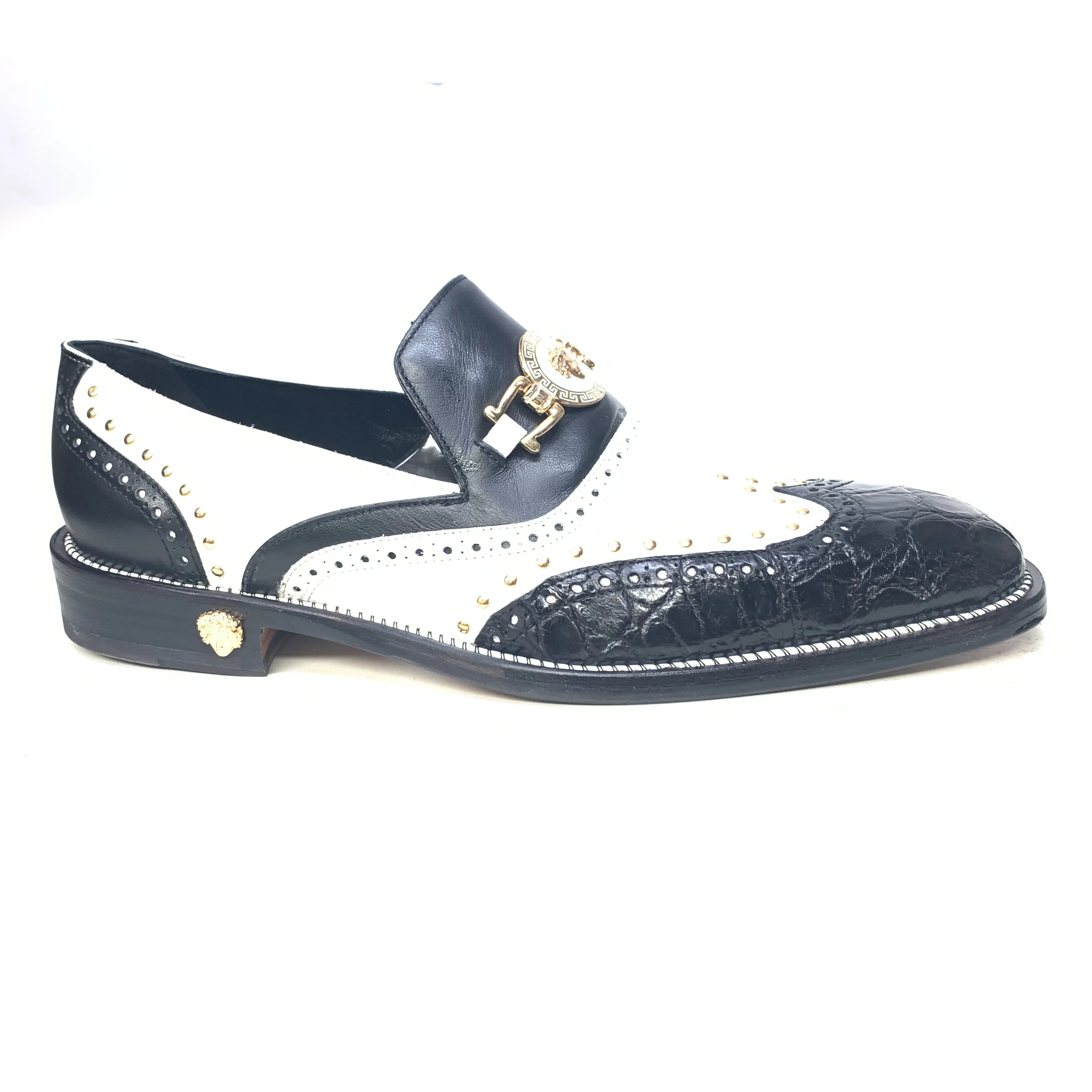 Mauri 30921 Men's  Black White Alligator Studded Loafer