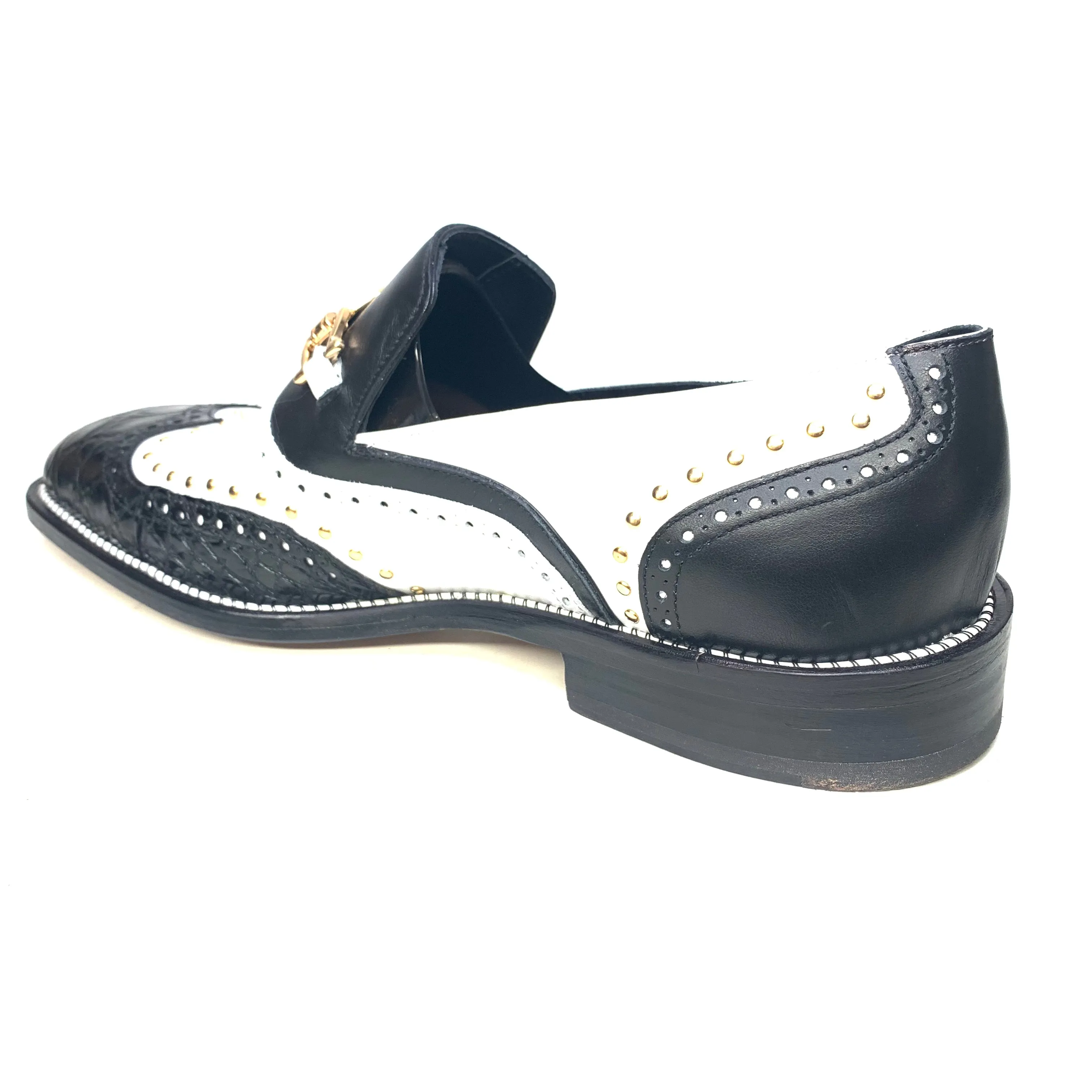 Mauri 30921 Men's  Black White Alligator Studded Loafer