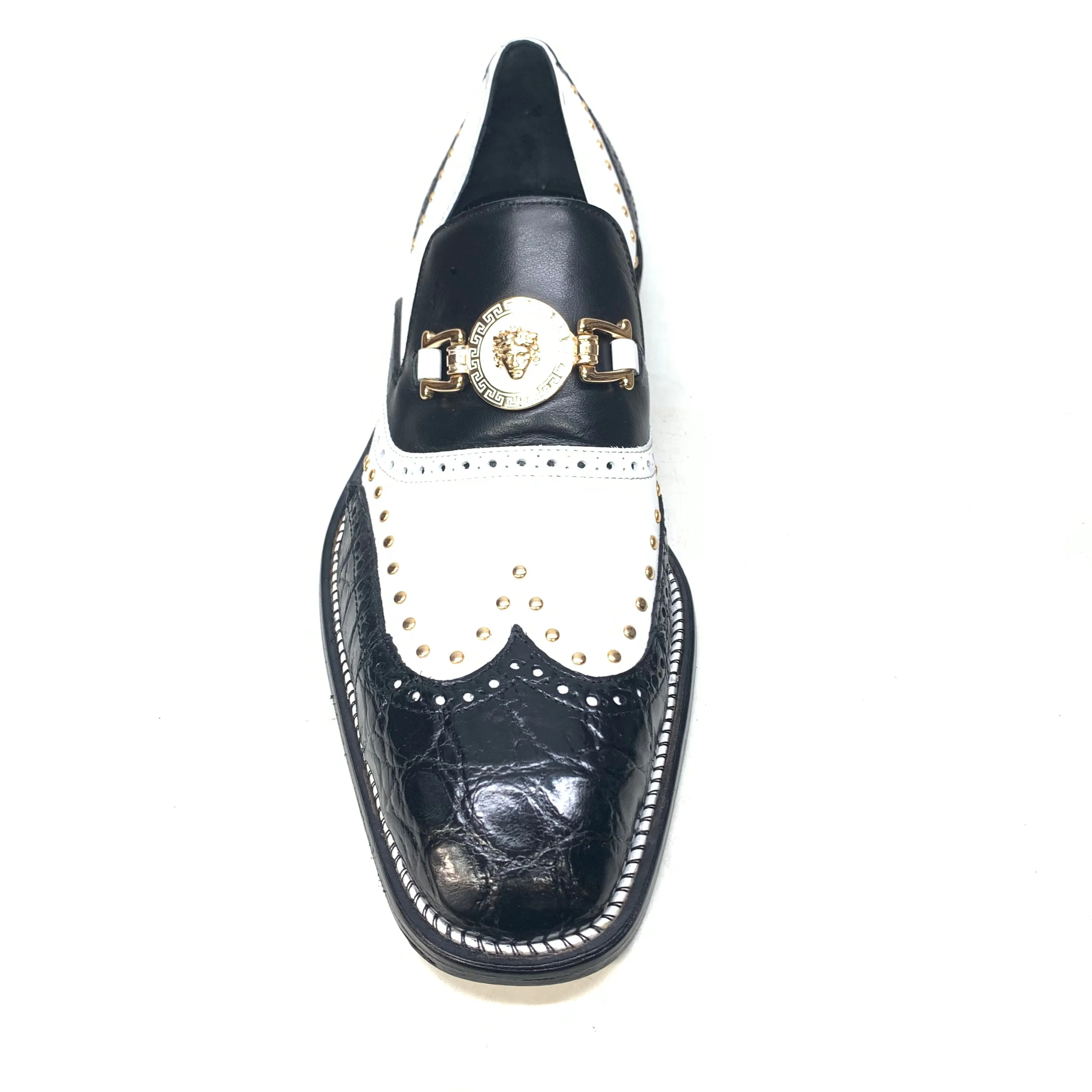 Mauri 30921 Men's  Black White Alligator Studded Loafer