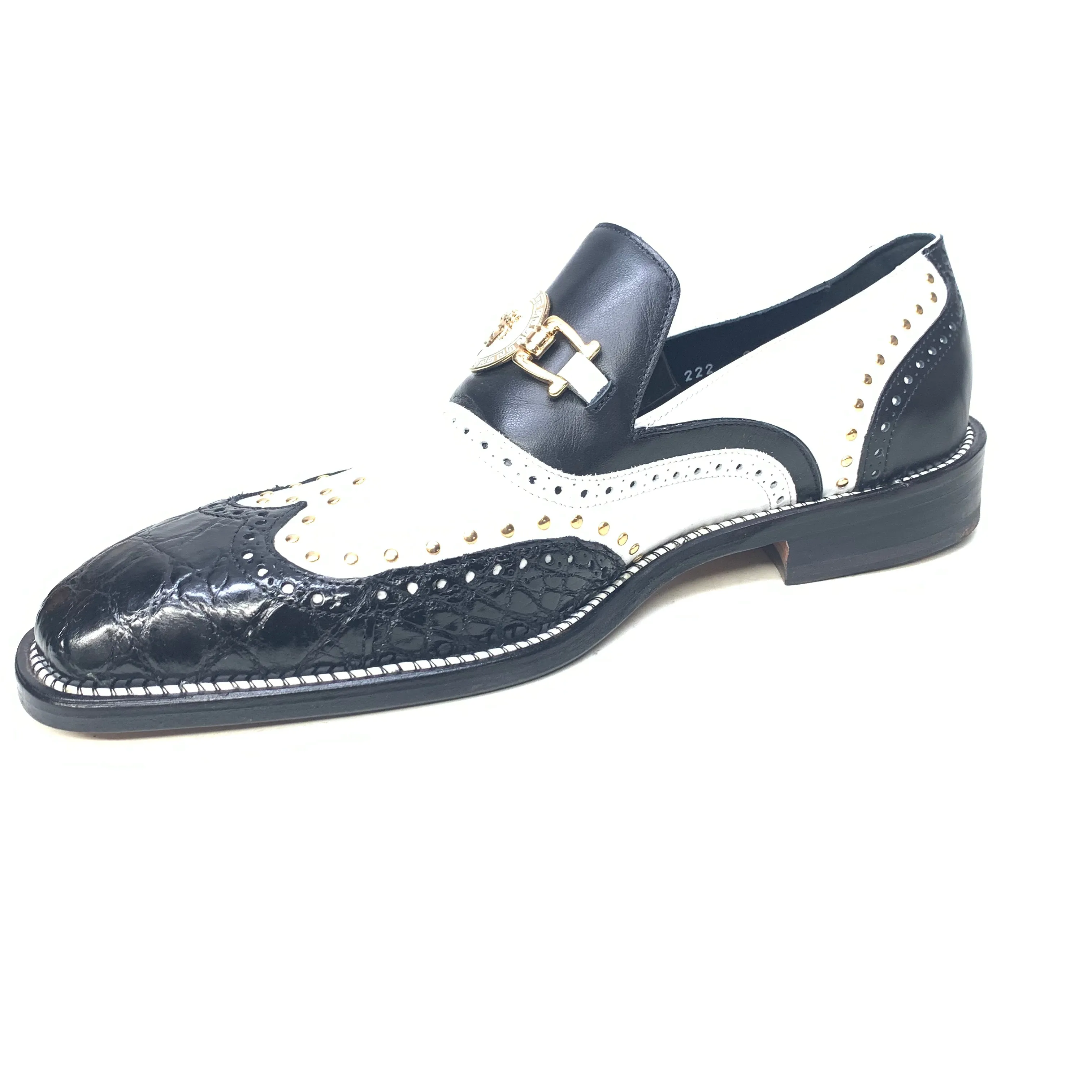 Mauri 30921 Men's  Black White Alligator Studded Loafer