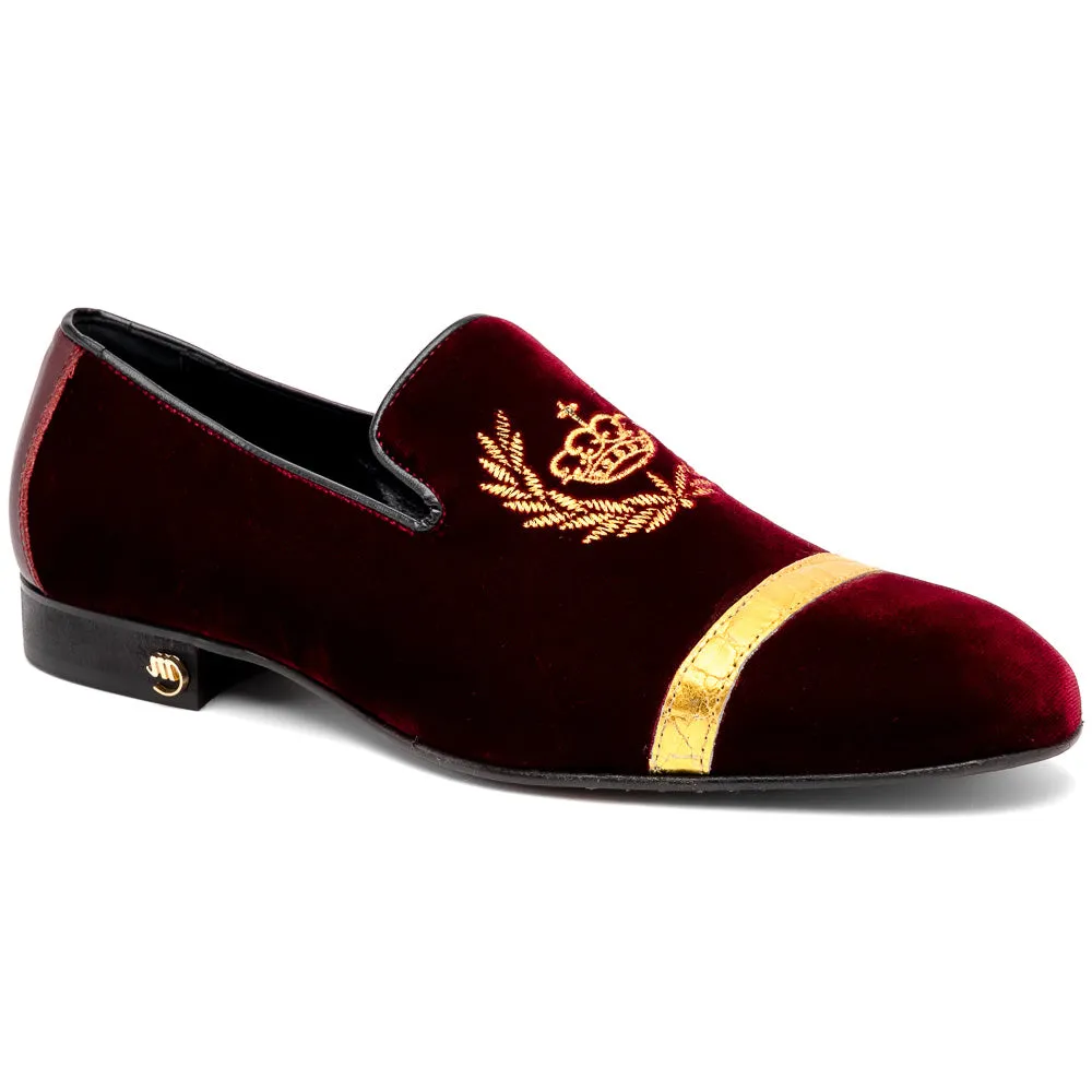 Mauri 3296 Crown Velvet/ Alligator/ Nappa Loafers Ruby Red