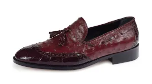 Mauri - 53129 Burgundy Alligator Body/Ostrich  Tassle Loafer