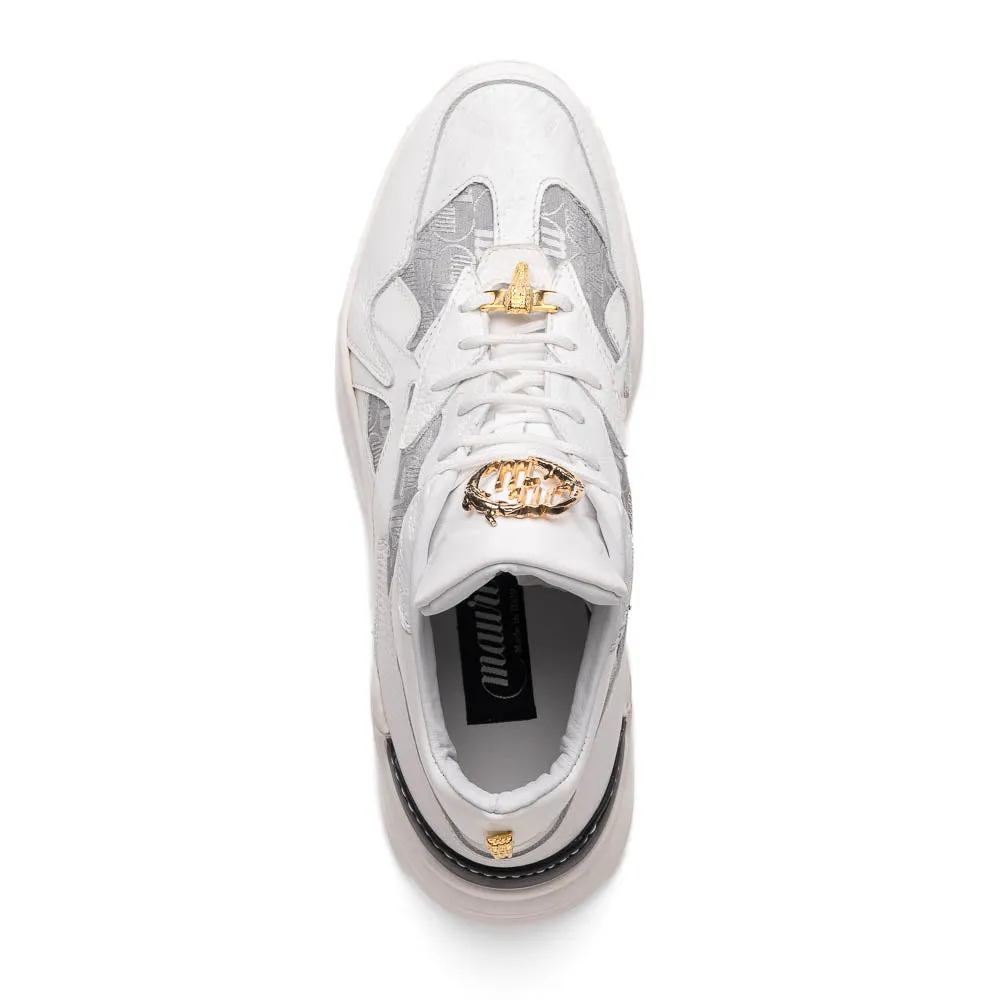 Mauri 8464/2 White Sonic Time / Fabric / Baby Croc & Nappa Sneakers