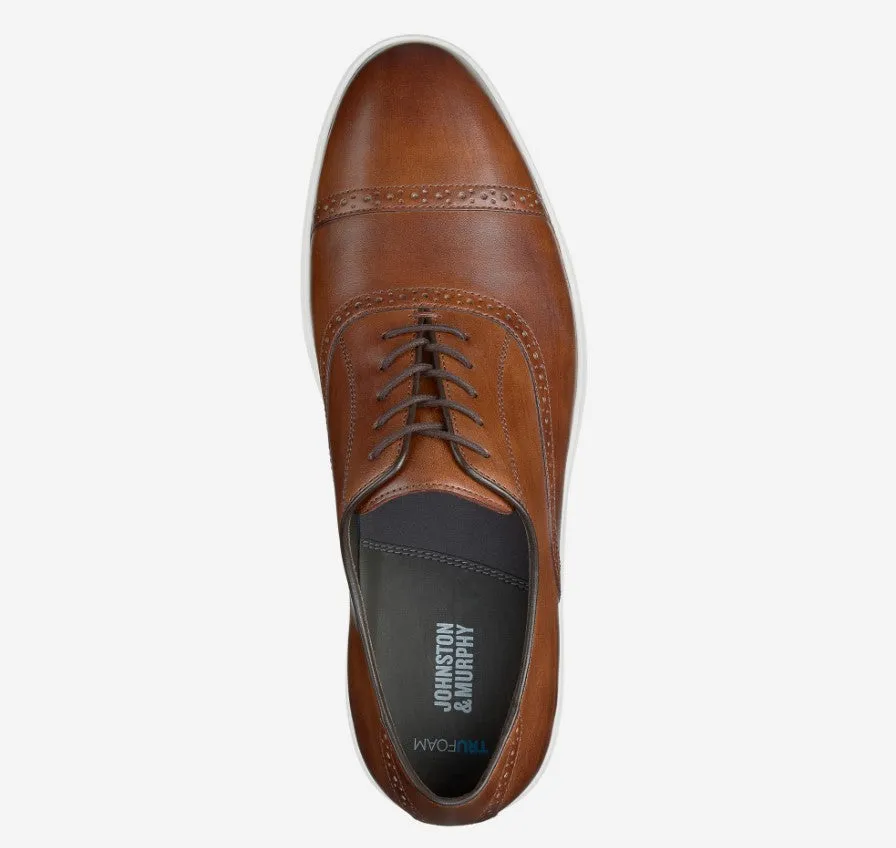 Men's Johnston & Murphy Brody Cap Toe 206642 Color:  Brown Hand-Stained Full Grain