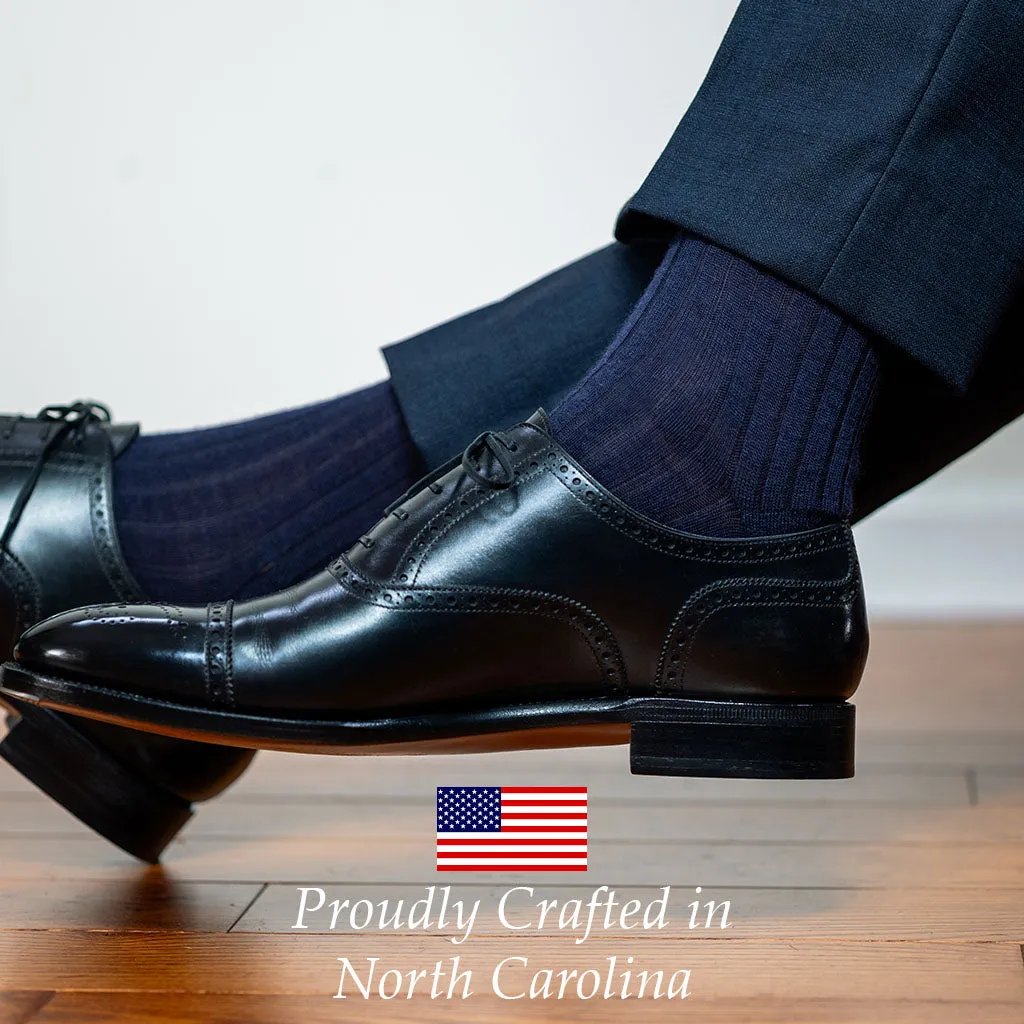 Navy Merino Wool Mid Calf Dress Socks