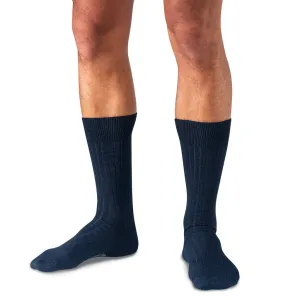 Navy Merino Wool Mid Calf Dress Socks