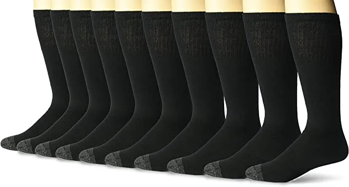 New no packaging! Fruit of the Loom mens Cotton Work Gear Tube Socks | Cushioned, Wicking, Durable | 10 Pack, Sz 6-12!