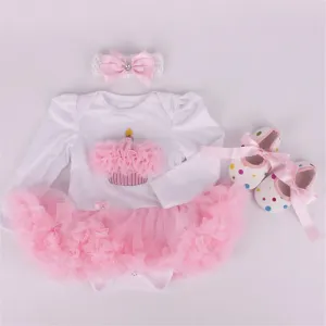 Newborn Infant Outfits Long Sleeve Baby Girl Birthday Cake Party Dress Tutus Newborn Clothes