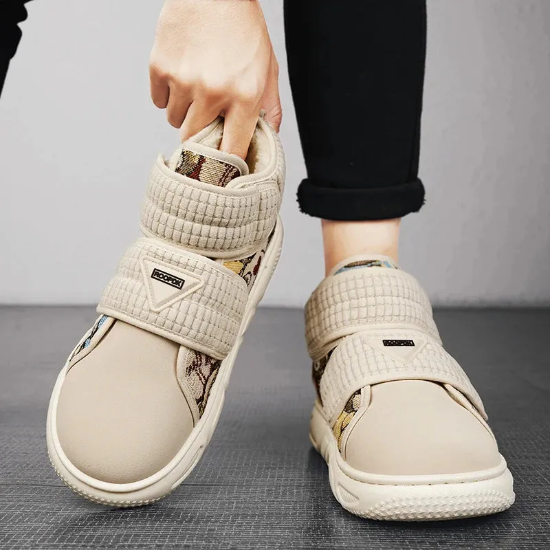 Plush Patchwork Bear Pattern High-Top Sneakers