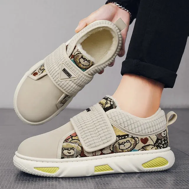 Plush Patchwork Bear Pattern High-Top Sneakers