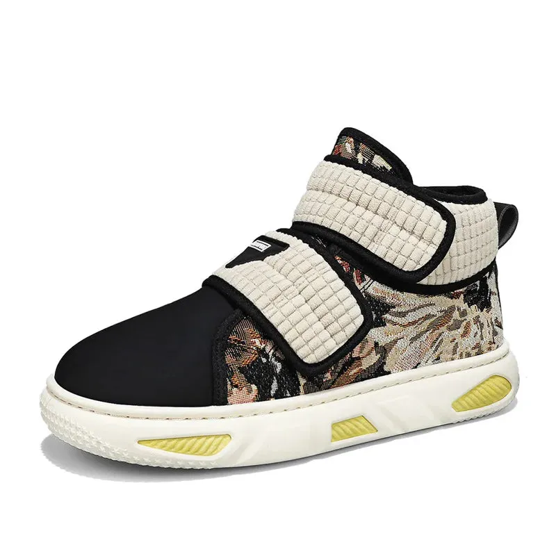 Plush Patchwork Bear Pattern High-Top Sneakers