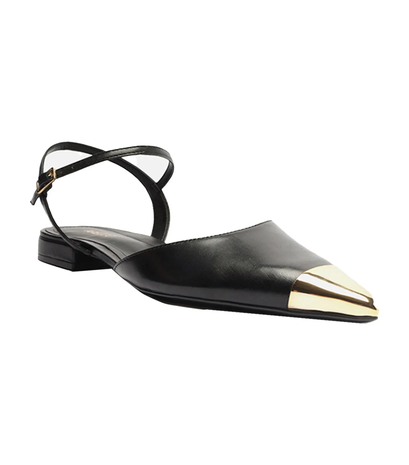 Pointy Toe Open Cap Toe Sandals Black