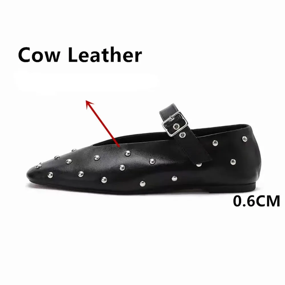 Pre Order:  Studded Leather Mary Jane Flats