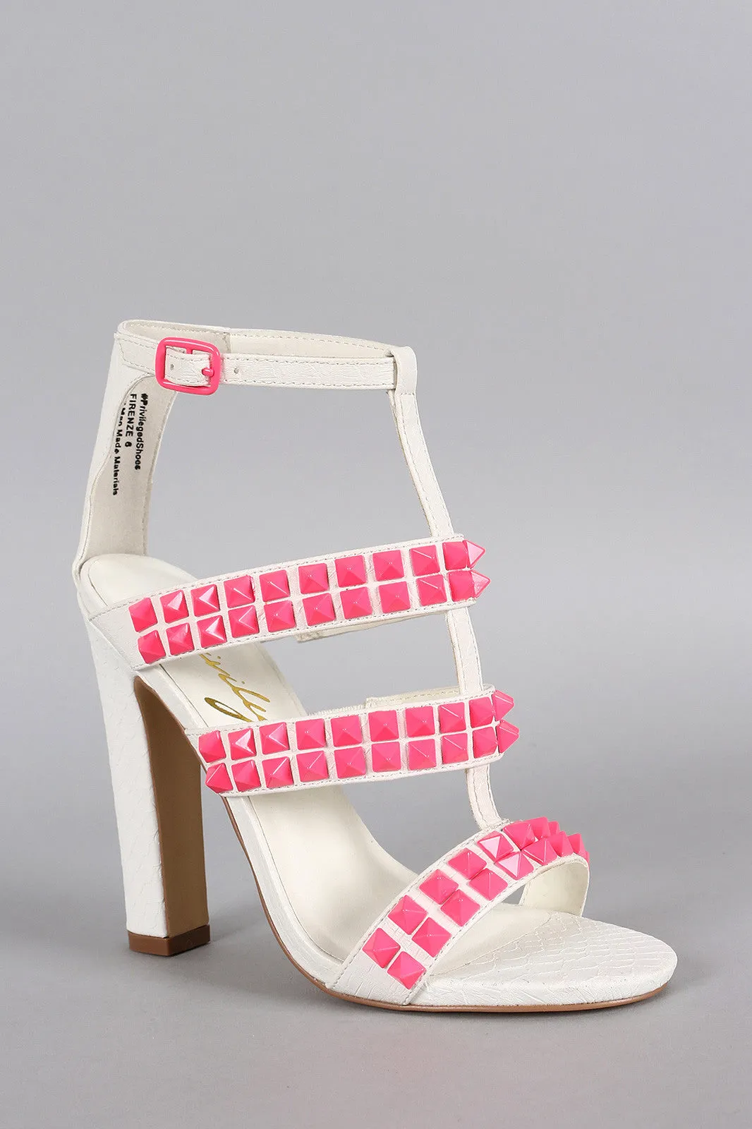 Privileged Neon Studded Caged Open Toe Heel