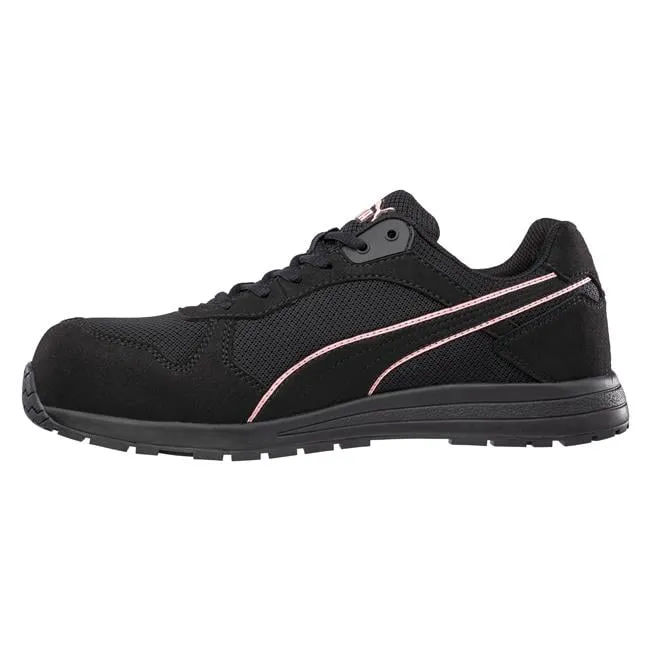 Puma Women's 643125  Frontside Black Pink Low Composite Safety Toe Metal Free Work Shoes