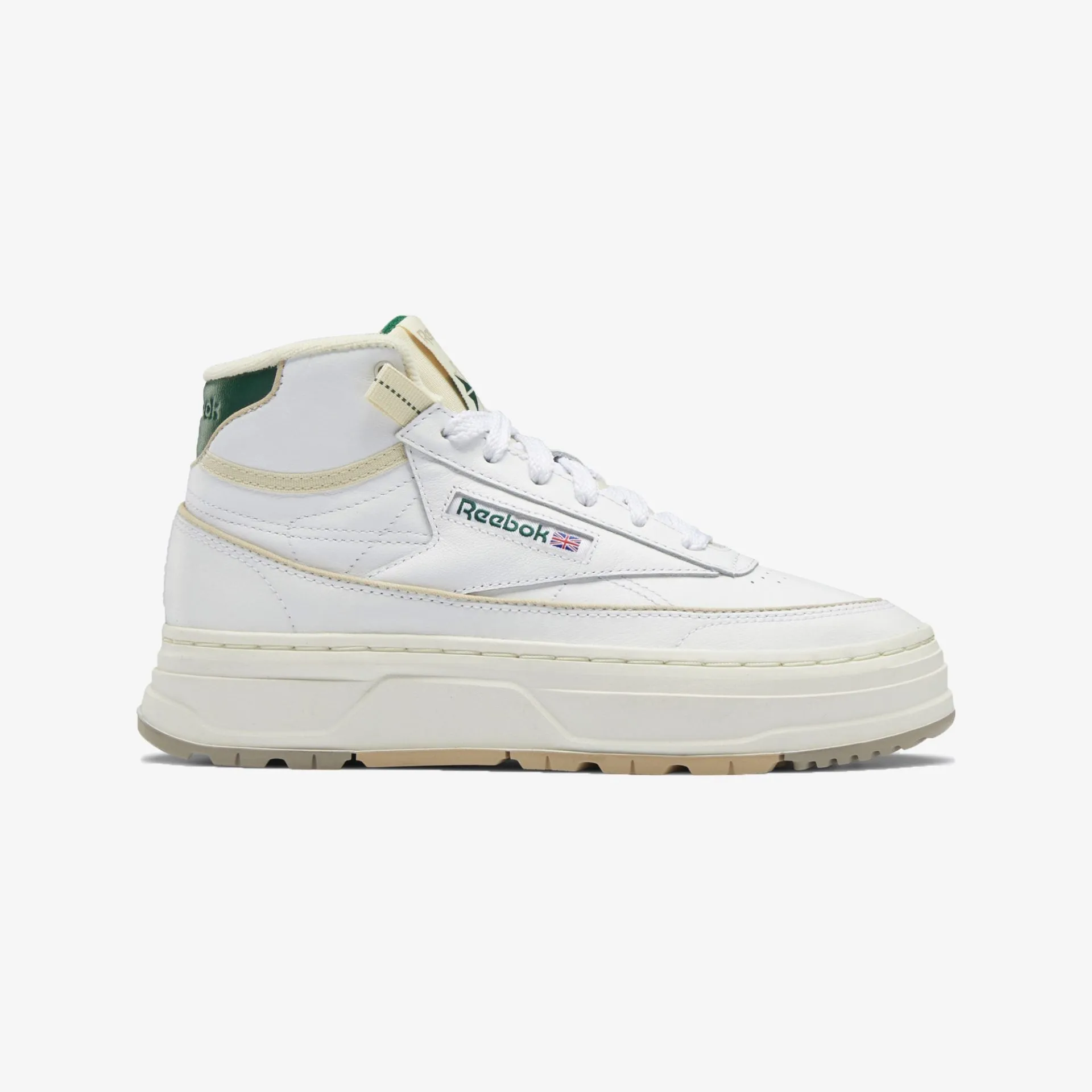 Reebok | WMN'S CLUB C GEO MID  { WHITE / DARK GREEN