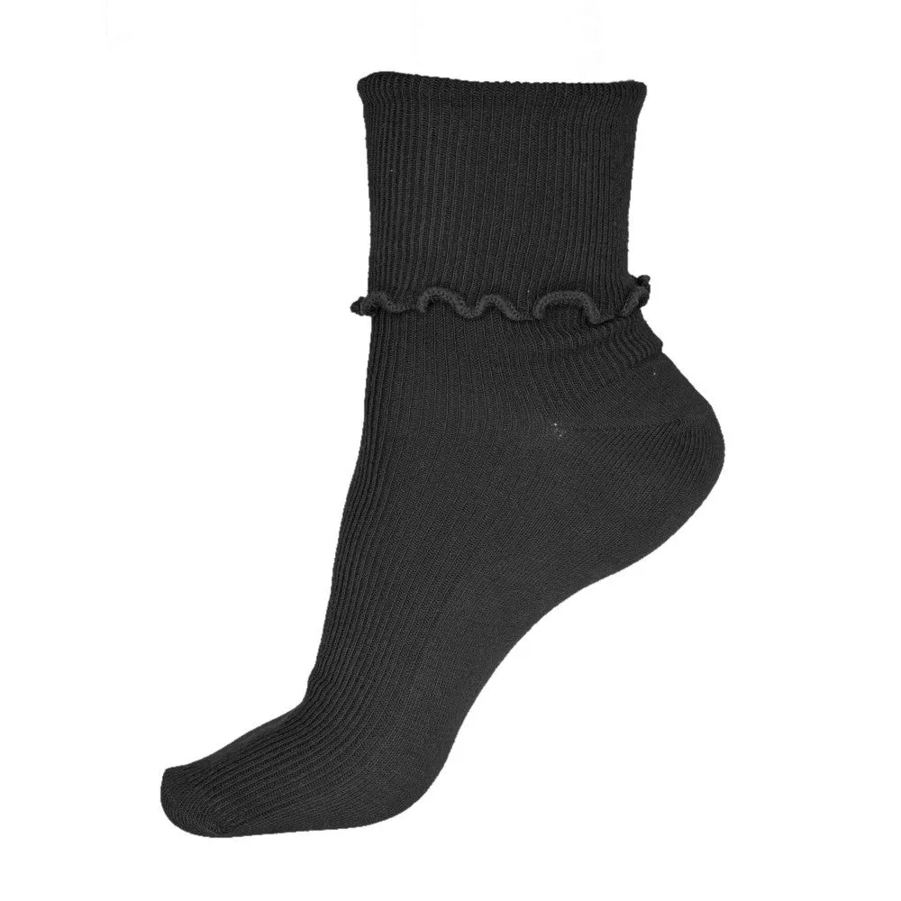 Ribbed Cotton Ruffle Crew Socks