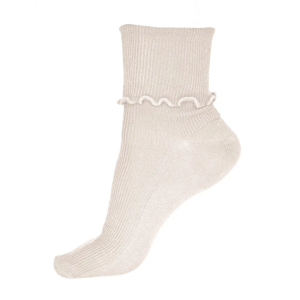 Ribbed Cotton Ruffle Crew Socks