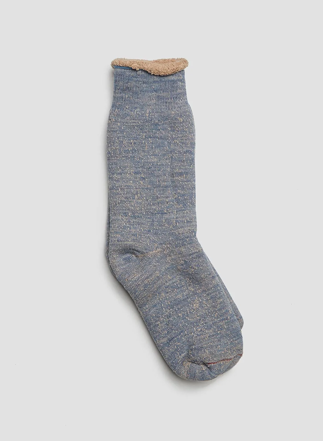 Rototo Double Face Crew Sock in Blue/Brown