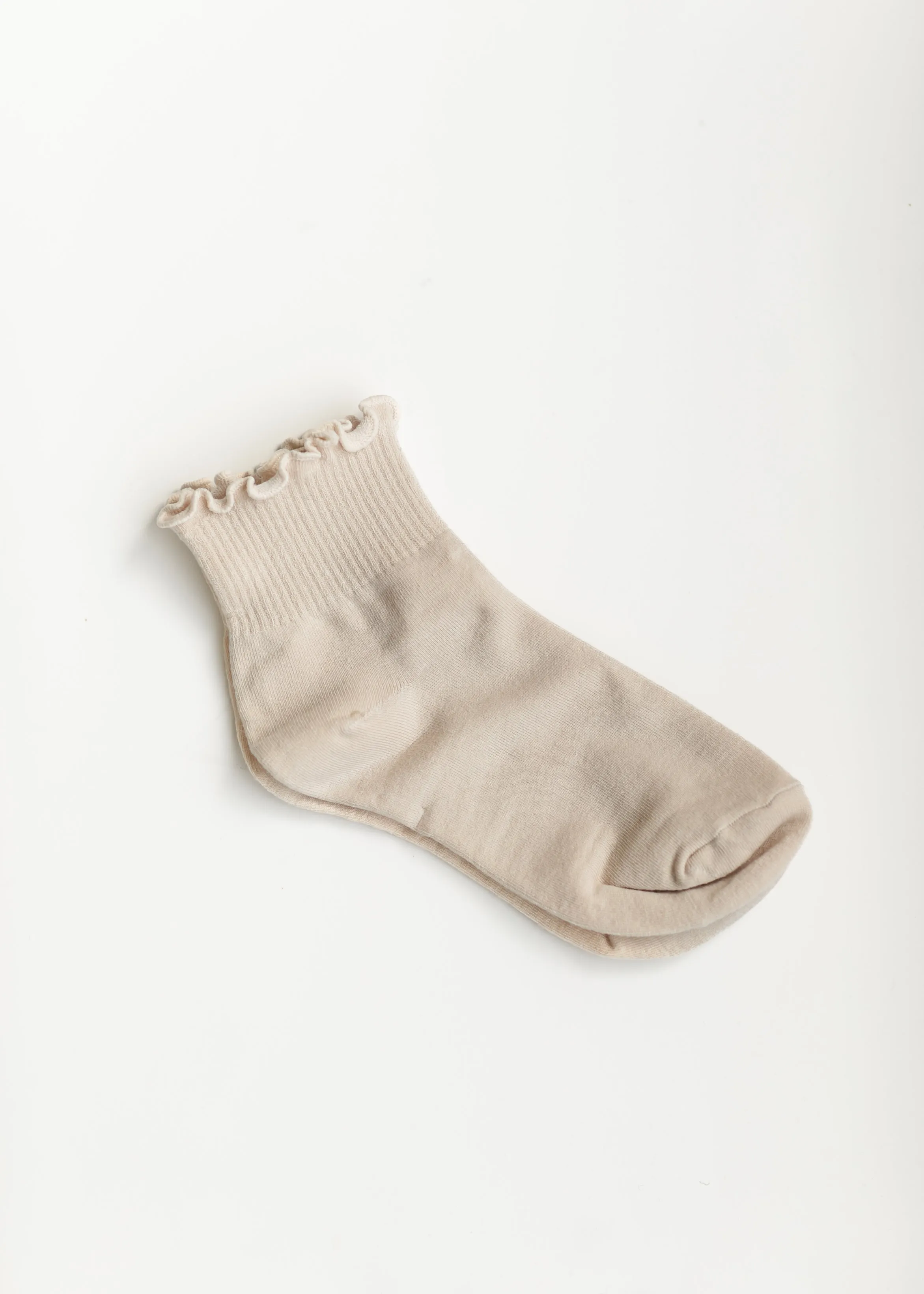 Ruffle Solid Color Ankle Socks