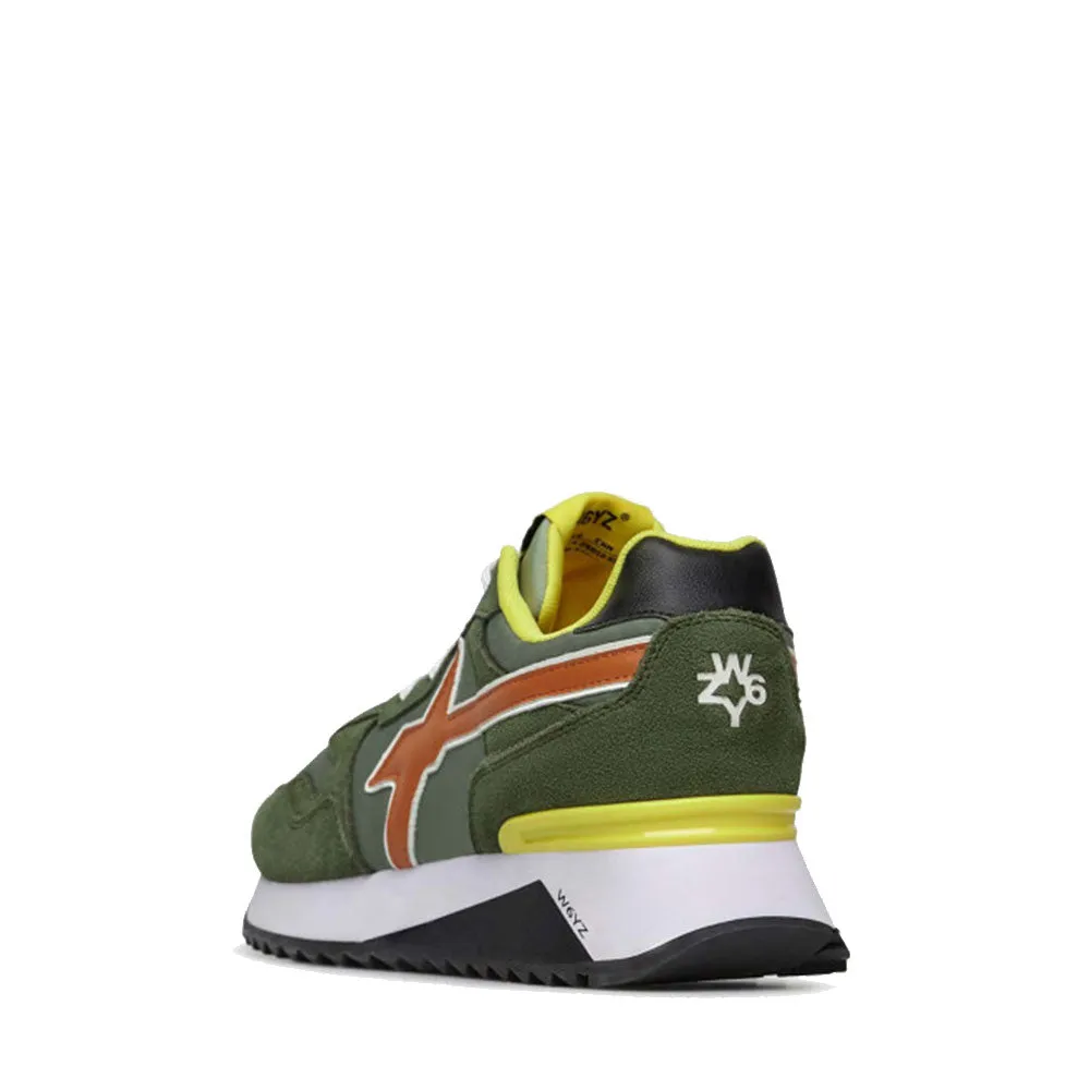 Scarpe Uomo W6YZ Sneakers Yak-M. in Suede e Tessuto Tecnico colore Militare Green e Orange