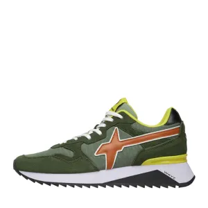 Scarpe Uomo W6YZ Sneakers Yak-M. in Suede e Tessuto Tecnico colore Militare Green e Orange