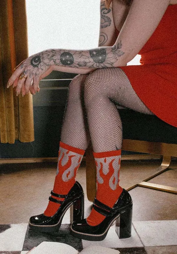 Sheer Flame [Red] | SOCKS