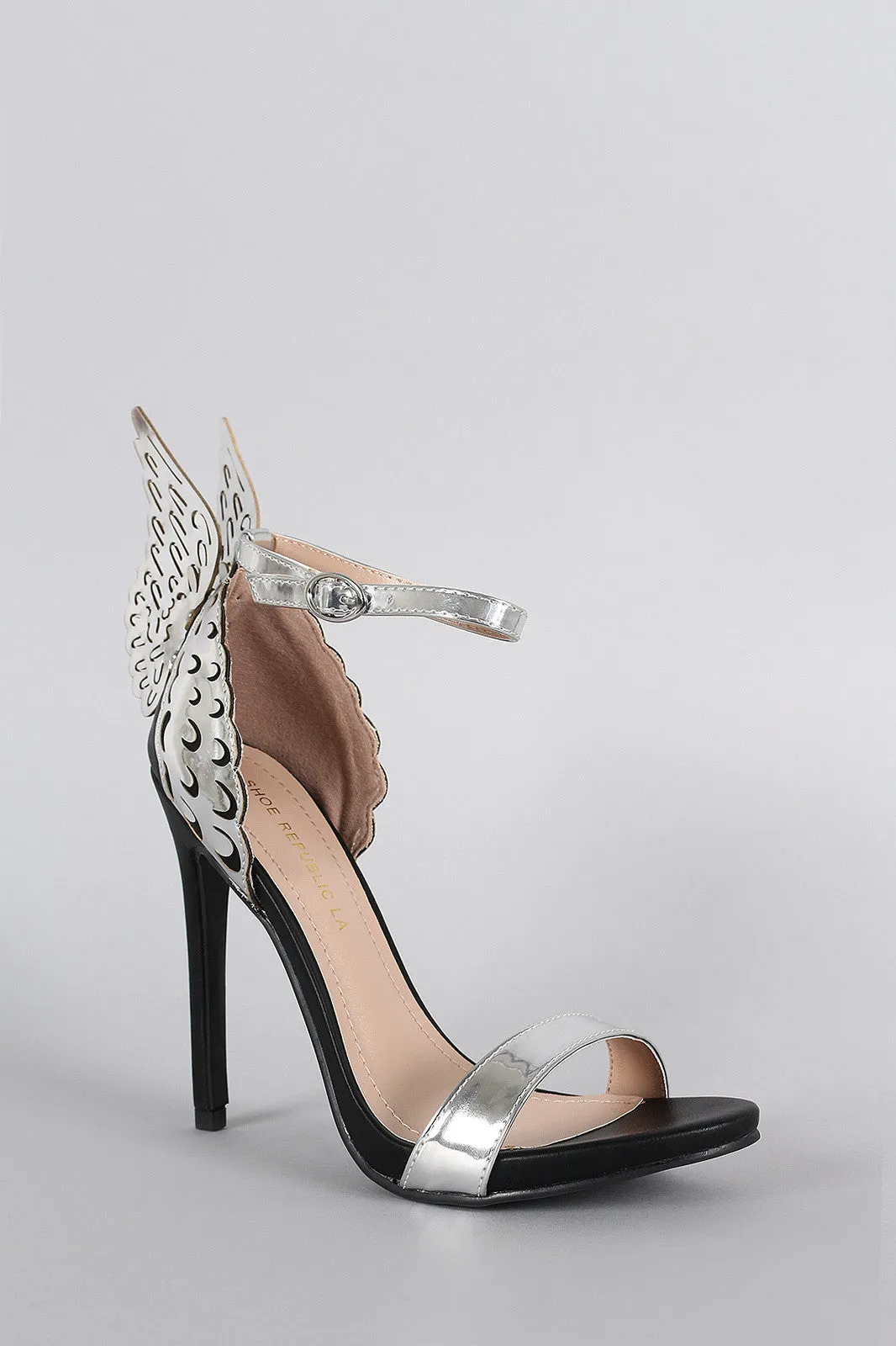 Shoe Republic LA Angle Wings Two Tone Ankle Strap Heel