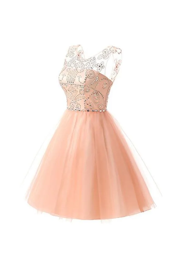 Short Tulle Beading Homecoming Dresses Prom Gowns Party Dresses PG076